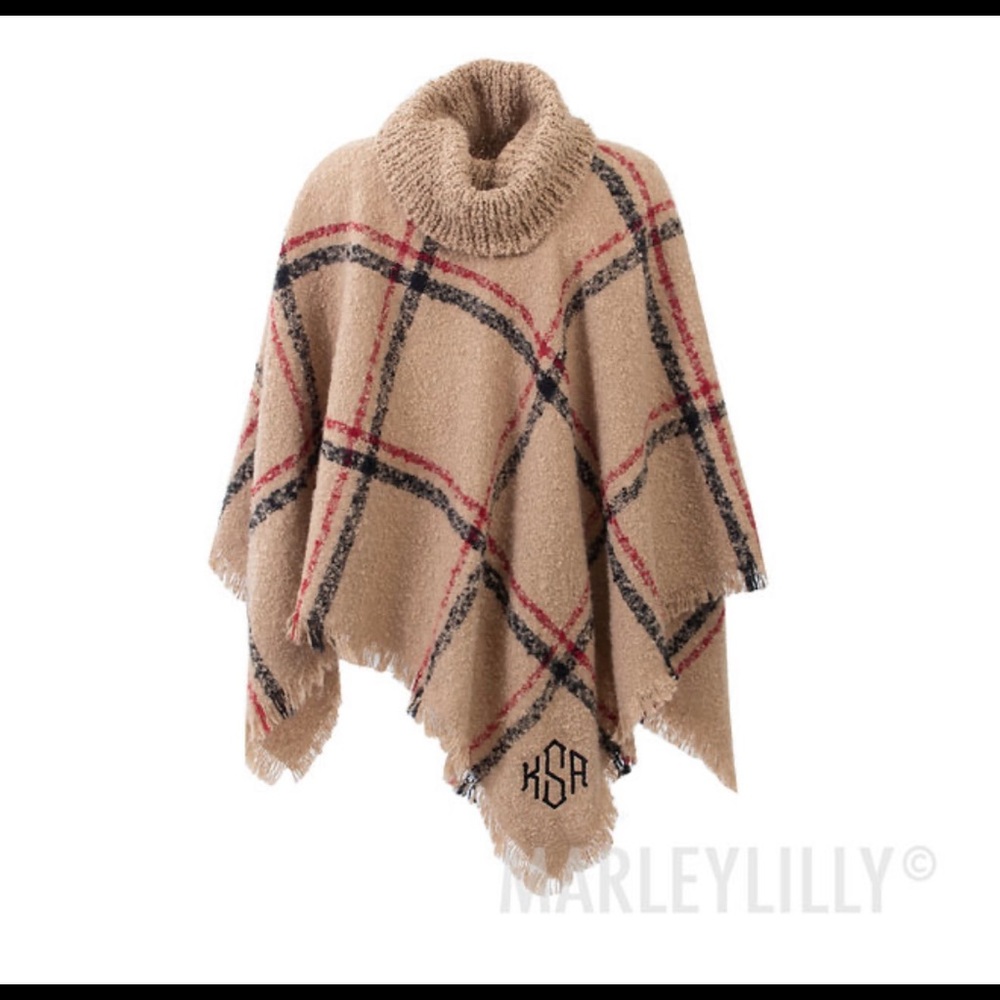 NOT Monogrammed Marleylilly Plaid Poncho